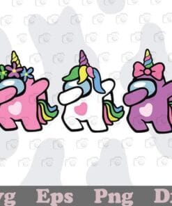Cute Among Us Unicorn, Among Us Character, Unicorn, Unicorn Dabbing, Cute Unicorn for Girl, Love Unicorn, game, SVG PNG DXF, EPS, PDF