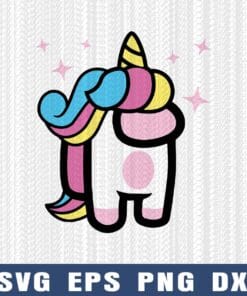 Cute Among Us Unicorn, Among Us, Unicorn Among Us, Gift For Gamer, Streamer, Gift For Kids, Layered Svg Eps Png Dxf