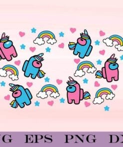 Cute Among Us Unicorn, Full Wrap Among Us Unicorn, Among Us, Unicorns, Among Us Theme Game, Rainbows,Layered Svg, Svg Eps Png Dxf