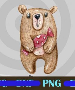Cute Bear and candy Forest Animals Design Bundles Customizable PNG