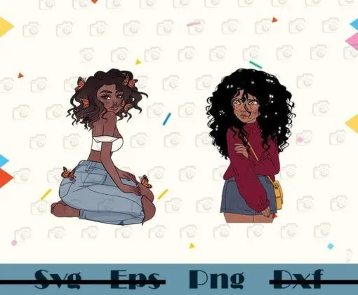 Cute black girls cartoon character, Afro Anime Hairstyles Best Picture For Anime Mujer, Afro Girls, Black Girl Magic, Png