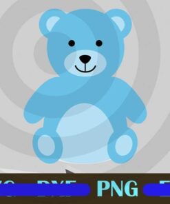 Cute Blue Bear Valentine for couple , lover, happiness Design Bundles Customizable PNG