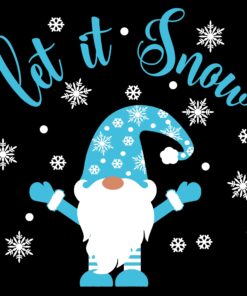 Cute Blue Gnome, Let it snow, Gnome, Merry Christmas, Christmas, Christmas Vacation, Layered SVG, DXF, PNG, EPS