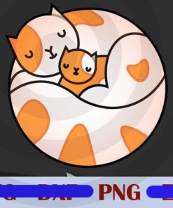 Cute Cat Animal Hugs Family love , couple happiness Design Bundles Customizable PNG