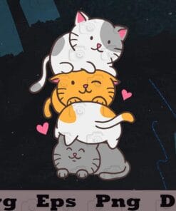 Cute Cat, Cats Meowtain Cute Kitty Pile Anime Kawaii Neko Gift, Layered Svg, Svg Eps Png Dxf