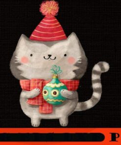 Cute Cat Christmas Sticker, Merry Christmas, Christmas Cat, Christmas Day Cat lover Customizable PNG