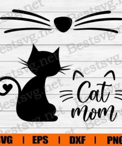 Cute Cat Mom, Face Cat, Cat Lover, Cat SVG, Svg Eps Png Dxf