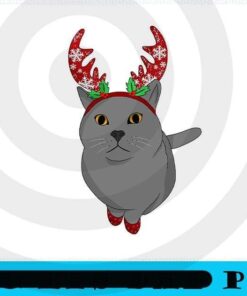 Cute Cat with deer headband, Merry Christmas, Christmas Cat, Christmas Day Customizable PNG