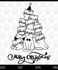 Cute Cat Xmas Tree Meowy Christmas 2020 svg, Funny svg, Cute Cat svg, Customizable Layered Svg, Svg Eps Png Dxf
