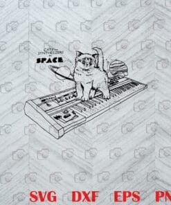 Cute Cats On Synthesizers In Space, Electronic Musical Instrument, Cute Cat, Generates Audio Signals, Saturn, Jupiter SVG PNG DXF, EPS, PDF