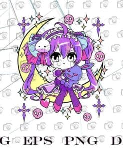Cute Chibi Kawaii Anime Girls Pastel Goth for Kids, Cute Anime Girl, Girl with Bunny, Bunny Lovers, SVG PNG DXF, EPS, PDF