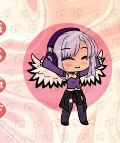 Cute Chibi style Kawaii Anime Girl with wings, Cute Anime Girl, Funny Girl, Happy Day, Layered Svg Eps Png Dxf