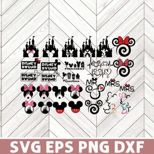 Cute Disney Bound, Disney Family, Mickey and Minnie Years, 2021 Disney World, Mickey Mouse, Mimi Mouse SVG PNG DXF, EPS, PDF