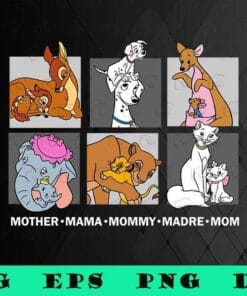 Cute Disney Characters Neutral Mother's Day, Disney Mom, Mother, Mommy, Mami, Madre, Mom,SVG PNG DXF, EPS, PDF