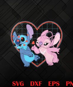 Cute Disney Lilo and Stitch, Angel Heart Kisse, Valentine's Day, Valentine, Valentine Gift, Gift Cute, SVG PNG DXF, EPS, PDF
