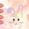 Cute Easter Bunny Face Pastel, Gift For Girls and Toddlers , Cute Bunny, Love Rabbit, Layered Svg Eps Png Dxf