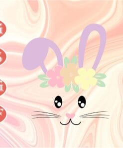 Cute Easter Bunny Face Pastel, Gift For Girls and Toddlers , Cute Bunny, Love Rabbit, Layered Svg Eps Png Dxf