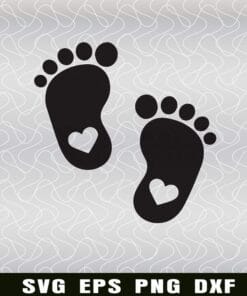 Cute Feet Trace, Heart And Foot, Foot Trace Clip Art Sublimation Print, Human Foot Print , meaningful, Layered Svg Eps Png Dxf