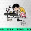 Cute Freddie Mercury and His Cats, Bohemian Rhapsody, Cat And Rock Lover,music,SVG PNG DXF, EPS, PDF