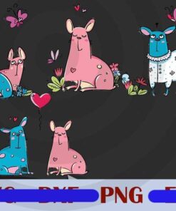 Cute funny French Bulldogs Blue and Pink dogs dog dad dog mom butterfly heart Design Bundles Customizable PNG