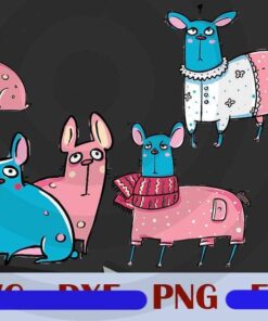 Cute funny French Bulldogs Blue and Pink dogs dog dad dog mom Design Bundles Customizable PNG