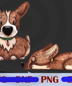 Cute funny lazy Dog , Dog lover , dog mom, dog dad Watercolor Dogs Design Bundles Customizable PNG