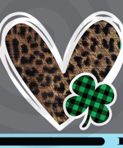 Cute Gift for Women, Teen Girls, Mom ,St Patricks Day Leopard, Leopard Heart, Shamrock Clover, Lucky Customizable Png