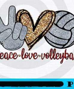 Cute Glitter Peace Love Volleyball, Volleyball Fans, Sports Lover, Men Woman Gift Customizable SVG PNG