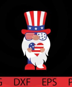 Cute Gnome with US flag outfit, Patriotic Gnomies Bundle, 4th Of July Gnomies, Independence Day Customizable Layered Svg, Svg Eps Png Dxf