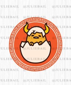Cute Gudetama, Happy Taurus Season, Horn Gudetama, Cartoon Character, Japanese Company Sanrio, gudegude, tamago, lazy and egg Layered Svg Eps Png Dxf