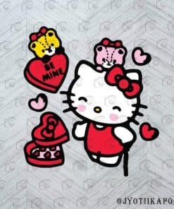 Cute Hello Kitty, Be Mine ,Candy Gifts Valentine's layered Svg Eps Png Dxf