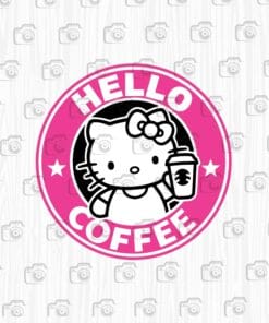 Cute Hello Kitty SVG Starbucks coffee, Starbucks Logo, Coffee and Cat Layered Svg,Svg Eps Png Dxf