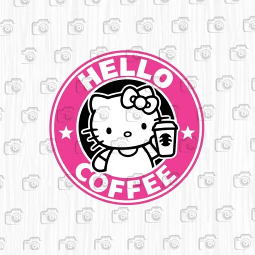 Cute Hello Kitty SVG Starbucks coffee, Starbucks Logo, Coffee and Cat Layered Svg,Svg Eps Png Dxf
