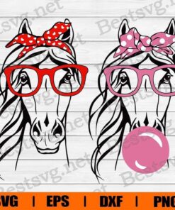 Cute Horse Lover, Bandana Glasses Buble, Farmer Animal, Farmer Svg, Svg Eps Png Dxf