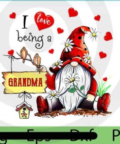 Cute I love being a Grandma, grandkids, Gnome Heart Valentine Family Love Customizable PNG