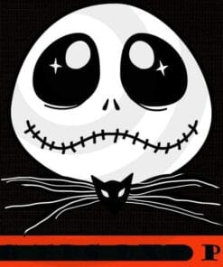 Cute Jack Skellington face, The Nightmare Before Christmas, Disney Scary Halloween Film, Halloween 2021, Customizable PNG