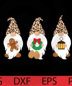 Cute Leopard Gnomes , Xmas gnomes bundle, Christmas Gnomes Bundle Customizable Layered Svg, Svg Eps Png Dxf