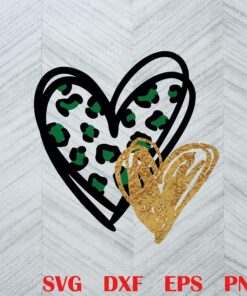 Cute Leopard Heart Green Gold, Patrick's Day, Patty Day Heart, Feast of Saint Patrick, 17 March,Green Leopard SVG PNG DXF, EPS, PDF