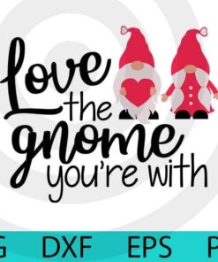 Cute Love the gnome you're with , Valentines Gnomes, sweet Gnomes Happy Valentine's Day Customizable Layered Svg, Svg Eps Png Dxf