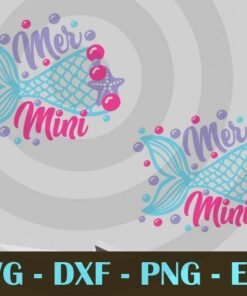 Cute mermaid mini mermaid mommy mom mother Design Bundles Customizable Layered Svg, Svg Eps Png Dxf