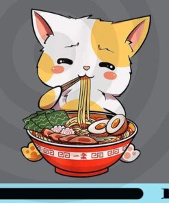 Cute Neko, Ramen Noodle, Japanese Food, Love Cat Gift , Kawaii Cat, Cat Lovers, Ramen Lovers, Neko Cat, Eat Noodle, Customizable PNG