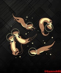 Cute Otter Space, Five Otters, Cute Otter, Otter Astronaut, Otter Gifts, Otter Lover, Funny Otter animal, Layered Svg, Svg Eps Png Dxf