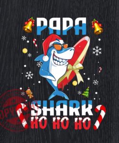 Cute Papa Shark Ho Ho Ho Christmas Svg, Christmas Svg, Papa Shark Svg, dad, Shark Christmas Svg, Layered SVG, DXF, PNG, EPS