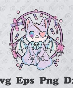 Cute Pastel Goth Kawaii Yami Cat, Evil Cat, Creepy Cute Cat, Yami Kawaii, Yami Kawaii Harajuku, Cat Lovers, Yami Kawaii Fans SVG PNG DXF, EPS, PDF