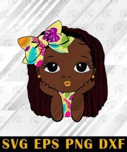 Cute Peekaboo girl Bundle, Black Girls, African American Girl, Afro Girl, Long braids and long dreads, Peek A Boo, Tropical Bow, SVG PNG DXF, EPS, PDF
