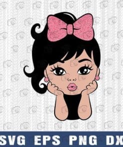 Cute Peekaboo Girl, Tied Hair Girl, Baby Girl, Kissing Girl, Girl with pink bow, Lovely Girl, Layered Svg, Dxf, Eps, Png