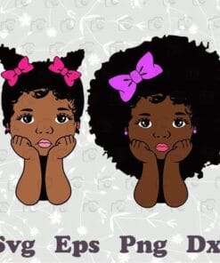 Cute Peekaboo girl with Puff Afro Ponytails, Cute Black African American Kids, Little Afro Girl, Melanin Girl, SVG PNG DXF, EPS, PDF