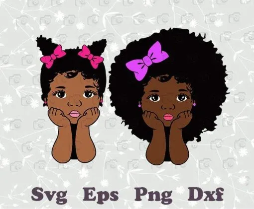 Cute Peekaboo girl with Puff Afro Ponytails, Cute Black African American Kids, Little Afro Girl, Melanin Girl, SVG PNG DXF, EPS, PDF