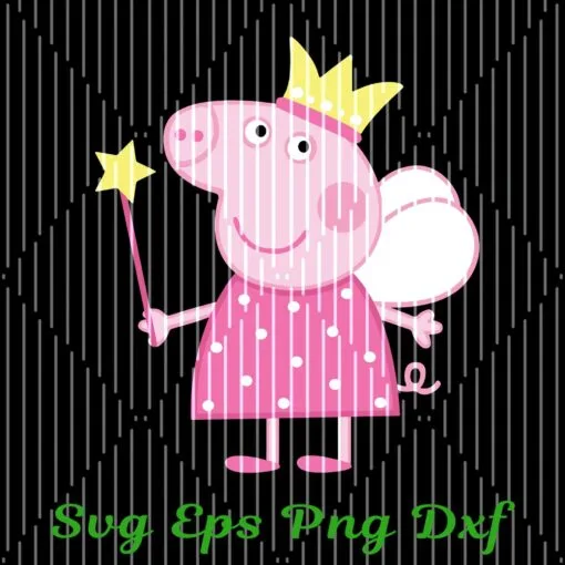 Cute Peppa Pig, British Preschool Animated Television Series, Tooth Fairy, Princess, Tiara, Gift For Girl, Gift For Daughter Layered Svg Eps Png Dxf