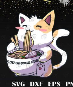 Cute Ramen , Gift Birthday, Cat And Ramen, cat Lovers, cat Anime layered Svg, Svg Eps Png Dxf